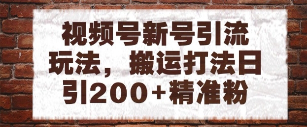 视频号新号引流玩法，搬运打法日引200+精准粉，可矩阵放大【揭秘】-创业吧