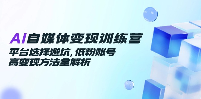 AI自媒体变现训练营，平台选择避坑，低粉账号高变现方法全解析-创业吧