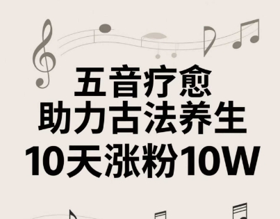 古法五音养生教程，五音疗愈的视频的制作方法，2-4小时就能学会，作者10天涨粉10W-创业吧