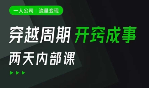 一人公司：流量变现课，一人公司的方法模型拆解， 拆解富人思维，流量思维，小老板思维等-创业吧
