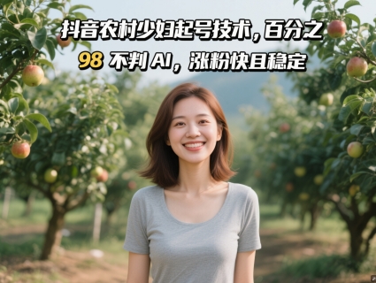 抖音农村少妇起号技术，百分之98不判AI，涨粉快且稳定-创业吧