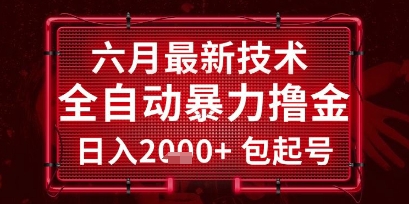 六月最新技术全自动暴力撸金，稳定日入2k+包起号，长期稳定【揭秘】-创业吧
