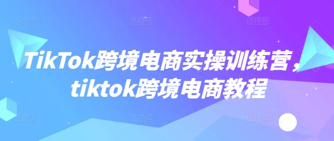 TikTok跨境电商实操训练营，tiktok跨境电商教程-创业吧