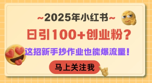 2025年小红书日引100+创业粉？这招新手抄作业也能爆流量！-创业吧