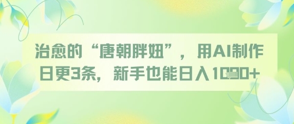 治愈的“唐朝胖妞”，用AI制作日更3条，新手也能日入多张-创业吧