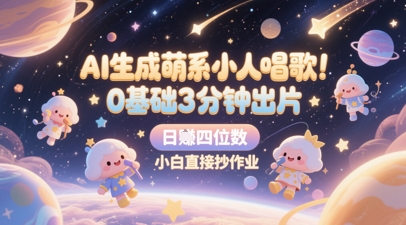AI生成萌系小人唱歌，0基础3分钟出片，28个作品涨粉8.9W，单条最高19W赞，日入四位数，小白直接抄作业-创业吧