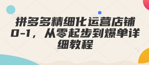 拼多多精细化运营店铺0-1，从零起步到爆单详细教程-创业吧