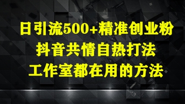 日引流500+精准创业粉，抖音共情自热打法，工作室都在用的方法-创业吧