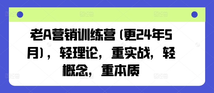 老A营销训练营(更24年12月)，轻理论，重实战，轻概念，重本质-创业吧