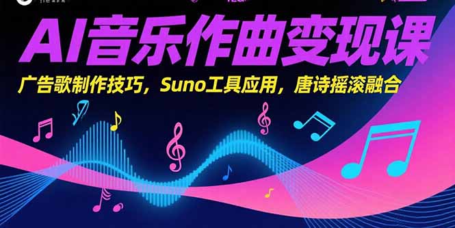 AI音乐作曲变现课，广告歌制作技巧，Suno工具应用，唐诗摇滚融合-创业吧