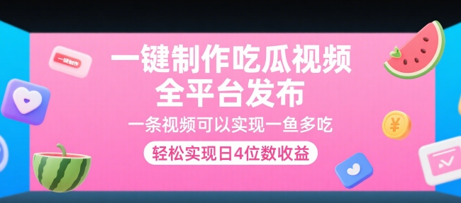一键制作吃瓜视频，全平台发布，一条视频可以实现一鱼多吃，轻松实现日4位数收益【揭秘】-创业吧