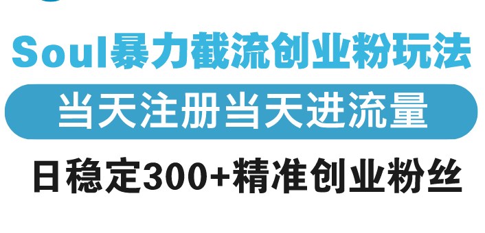 Soul暴力截流创业粉玩法，当天注册当天进流量，日稳定300+精准创业粉丝-创业吧
