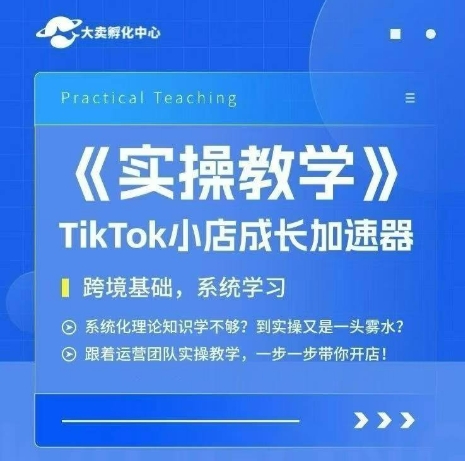 大卖家孵化中心TikTok实操课，TikTok小店成长加速器，跨境基础系统学习，一步一步带你开店-创业吧