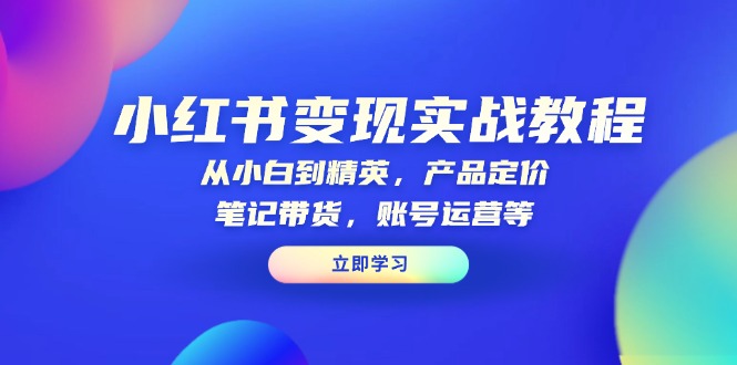 小红书变现实战教程：从小白到精英，产品定价，笔记带货，账号运营等-创业吧
