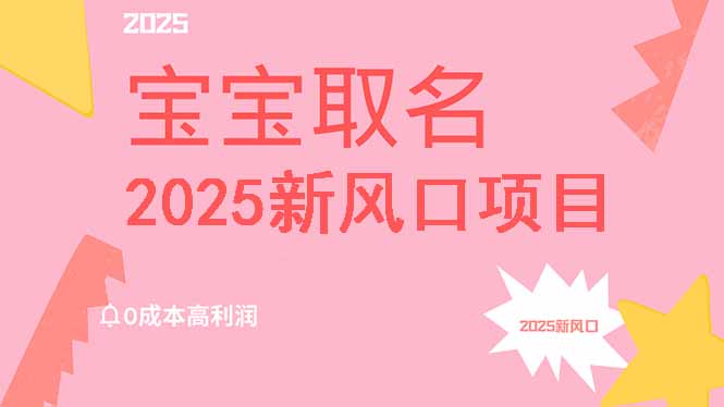 2025新风口项目宝宝取名，0成本高利润，附保姆级教程，月入过万不是梦-创业吧