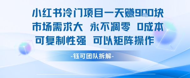 小红书冷门项目一天收益9张，市场需求大，0成本，可复制性强可以矩阵操作-创业吧
