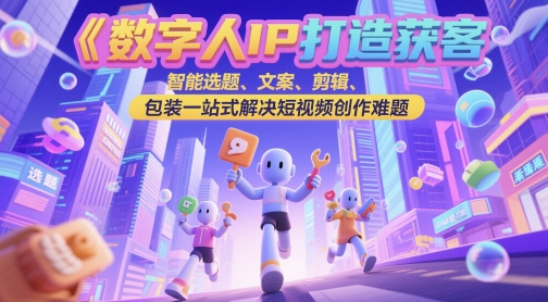 数字人IP打造获客变现实操课，智能选题、文案、剪辑、包装一站式解决短视频创作难题-创业吧