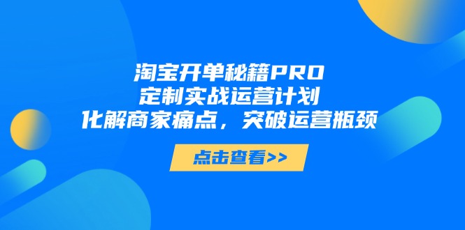 淘宝开单秘籍PRO，定制实战运营计划，化解商家痛点，突破运营瓶颈-创业吧