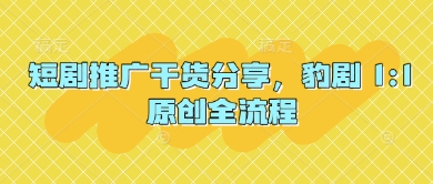 短剧推广干货分享，豹剧 1:1原创全流程-创业吧