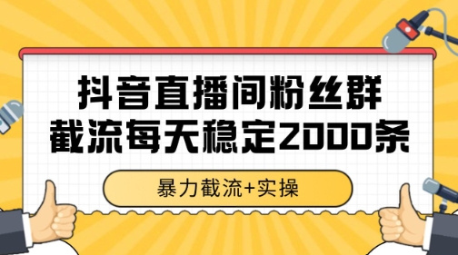 抖音直播间粉丝群暴力截流，一台电脑每天稳定2000条数据【揭秘】-创业吧