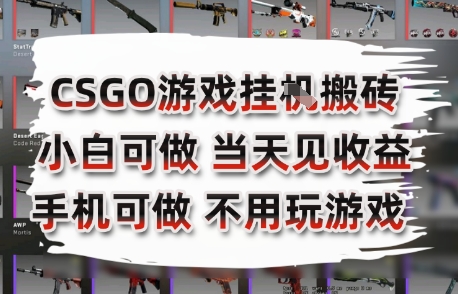 CSGO游戏挂G搬砖，小白纯手机即可操作，不用电脑打游戏，日入3张+，副业网创项目【揭秘】-创业吧
