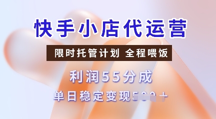 快手小店代运营，限时托管计划，收益55分，单日稳定变现多张【揭秘】-创业吧