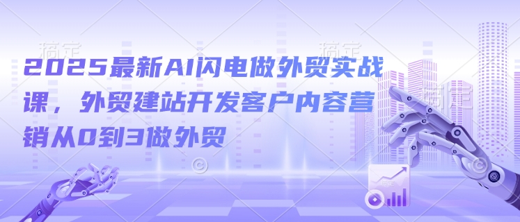 2025最新AI闪电做外贸实战课，外贸建站开发客户内容营销从0到3做外贸-创业吧