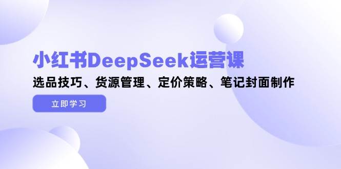 小红书DeepSeek运营课，选品技巧、货源管理、定价策略、笔记封面制作-创业吧