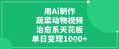 用Ai制作蔬菜动物视频，治愈系天花板，单日变现1k-创业吧