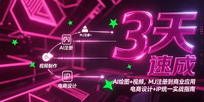 3天速成AI绘图+视频，MJ注册到商业应用，电商设计+IP统一实战指南-创业吧