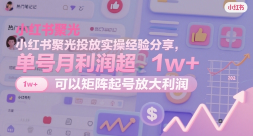 小红书聚光投放实操经验分享，单号月利润超1w+，可以矩阵起号放大利润-创业吧