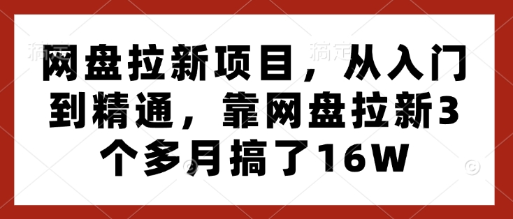 网盘拉新项目，从入门到精通，靠网盘拉新3个多月搞了16W-创业吧