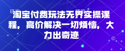 淘宝付费玩法无界实操课程，高价解决一切烦恼，大力出奇迹-创业吧