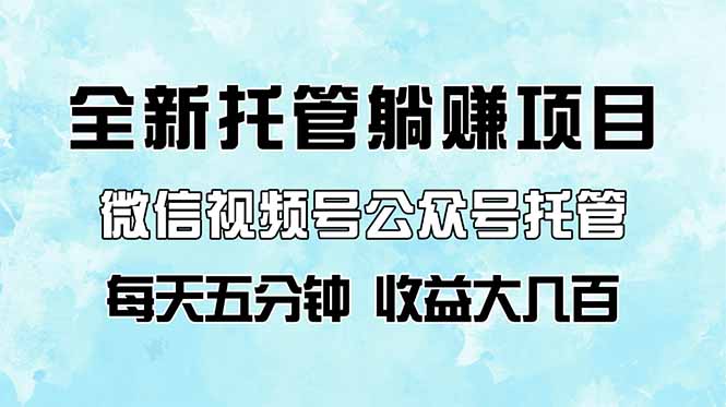 全新托管躺赚项目，微信视频号公众号托管代运营，每天五分钟，收益大几百-创业吧
