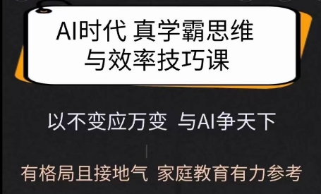 Ai时代真学霸思维与学习方法课，有格局且接地气，家庭教育有力参考-创业吧