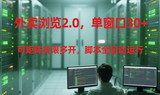 外卖浏览2.0，单窗口30+可矩阵无限多开，脚本全自动运行【揭秘】-创业吧