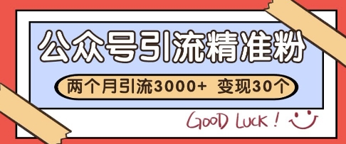 公众号精准粉引流玩法，2个月3000+精准粉，变现30个W【揭秘】-创业吧