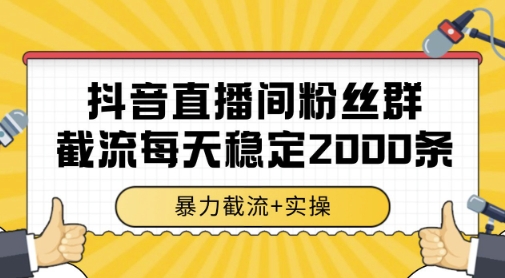 抖音直播间粉丝群暴力截流，一台电脑每天稳定2000条数据，暴力截流+实操 【揭秘】-创业吧