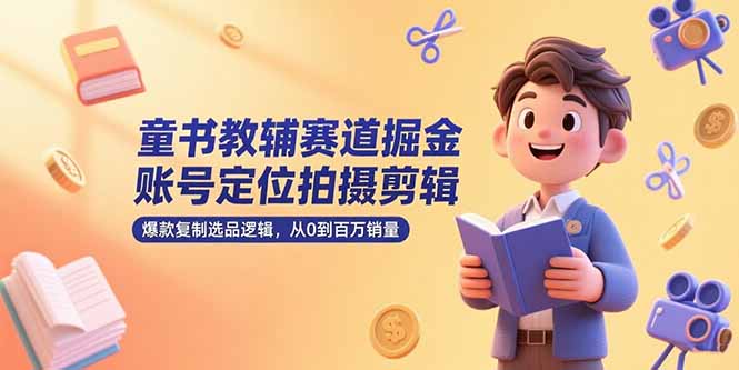 童书教辅赛道掘金，账号定位拍摄剪辑，爆款复制选品逻辑，从0到百万销量-创业吧