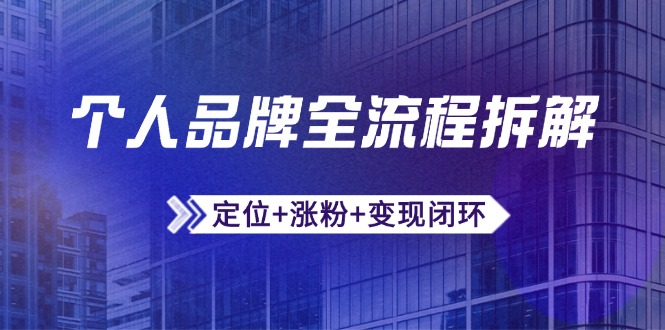 个人品牌全流程拆解:定位+涨粉+变现闭环,微信生态运营与资源整合|南巷学社