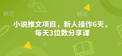 小说推文项目，新人操作6天，每天3位数分享课-创业吧