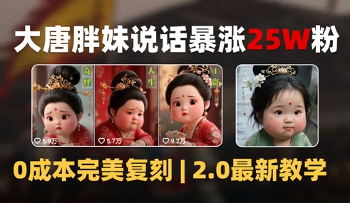 AI大唐胖贵妃说话2.0，40条视频暴涨40w粉，附独家变现攻略-创业吧