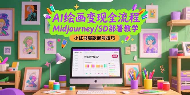 AI绘画变现全流程，Midjourney/SD部署教学，小红书爆款起号技巧-创业吧