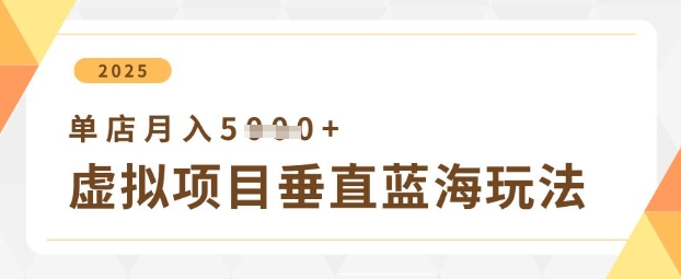 虚拟项目垂直玩法，实现单店月入5k+-创业吧
