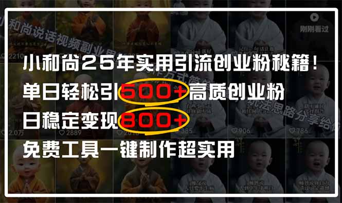 小和尚2025年实用引流秘籍！单日轻松引500+高质量创业粉，日变现800+，…-创业吧