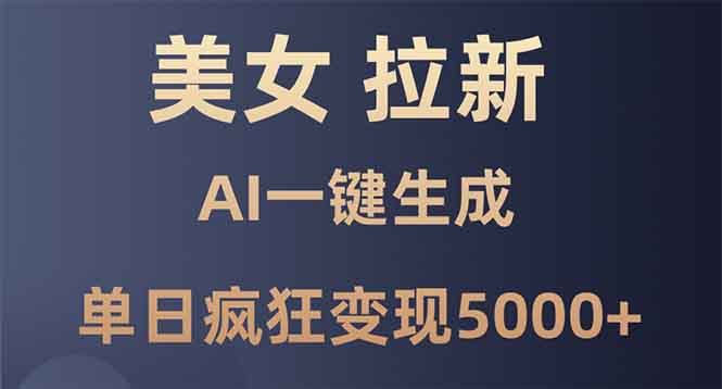 美女暴力拉新，通过AI一键生成，单日疯狂变现5000+，纯小白一学就会！-创业吧
