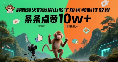 最新爆火的峨眉山猴子短视频制作教程，条条点赞10w+，谁做谁火【教程+提示词】-创业吧