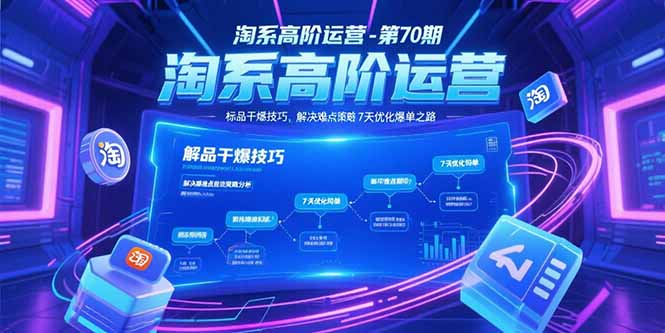 淘系高阶运营-第70期，标品干爆技巧，解决难点策略，大佬操盘方法-创业吧