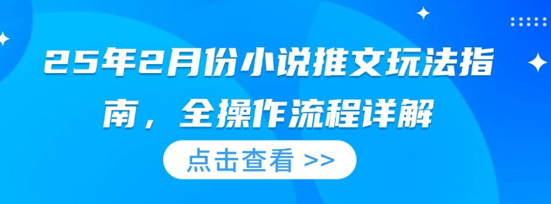 25年2月份小说推文玩法指南，全操作流程详解-创业吧