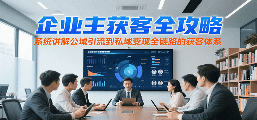 企业主获客全攻略，系统讲解公域引流到私域变现全链路的获客体系-创业吧